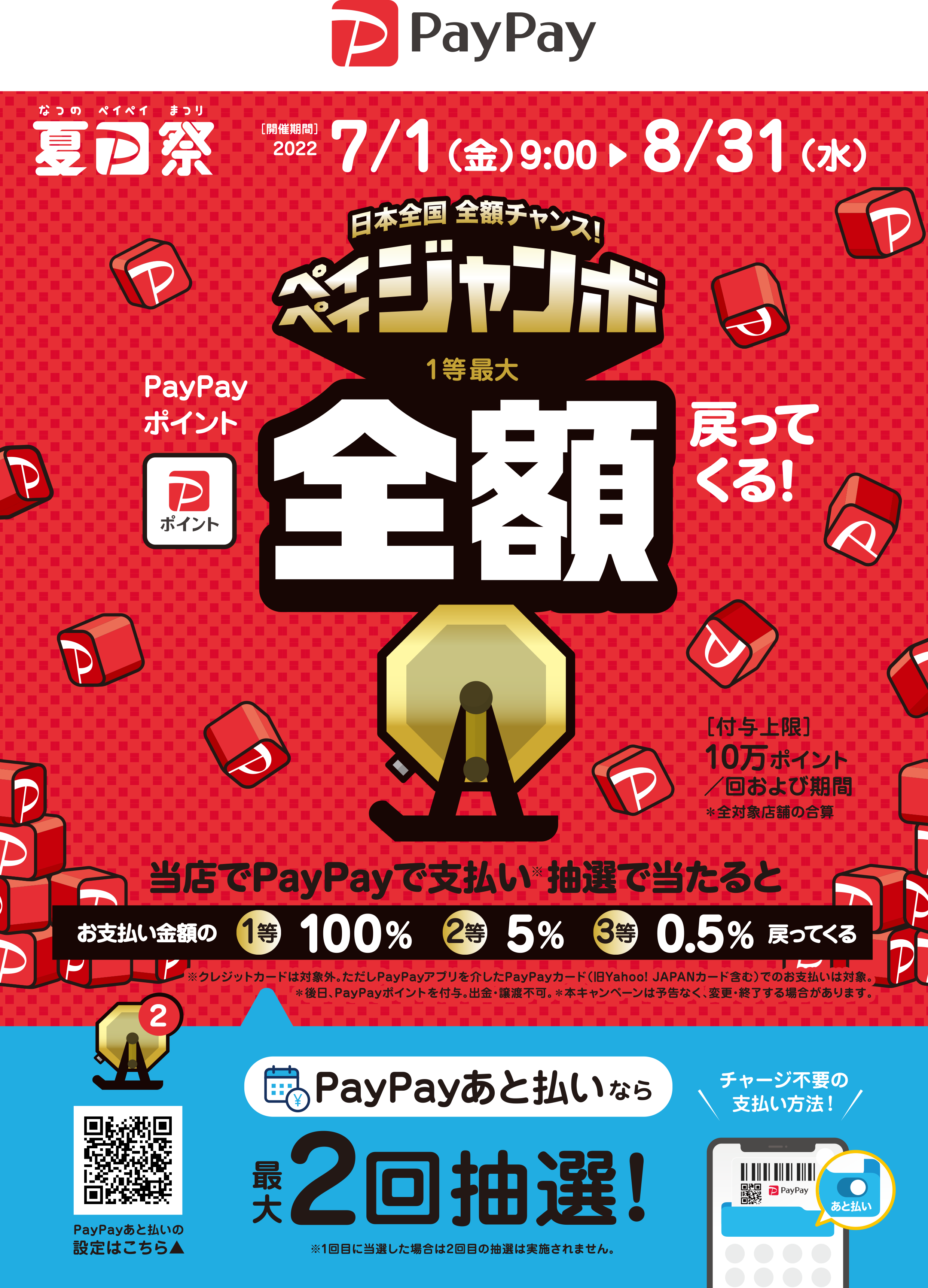 日本全国全額チャンス!ペイペイジャンボ / 2022年7月1日(金)~8月31日(水)